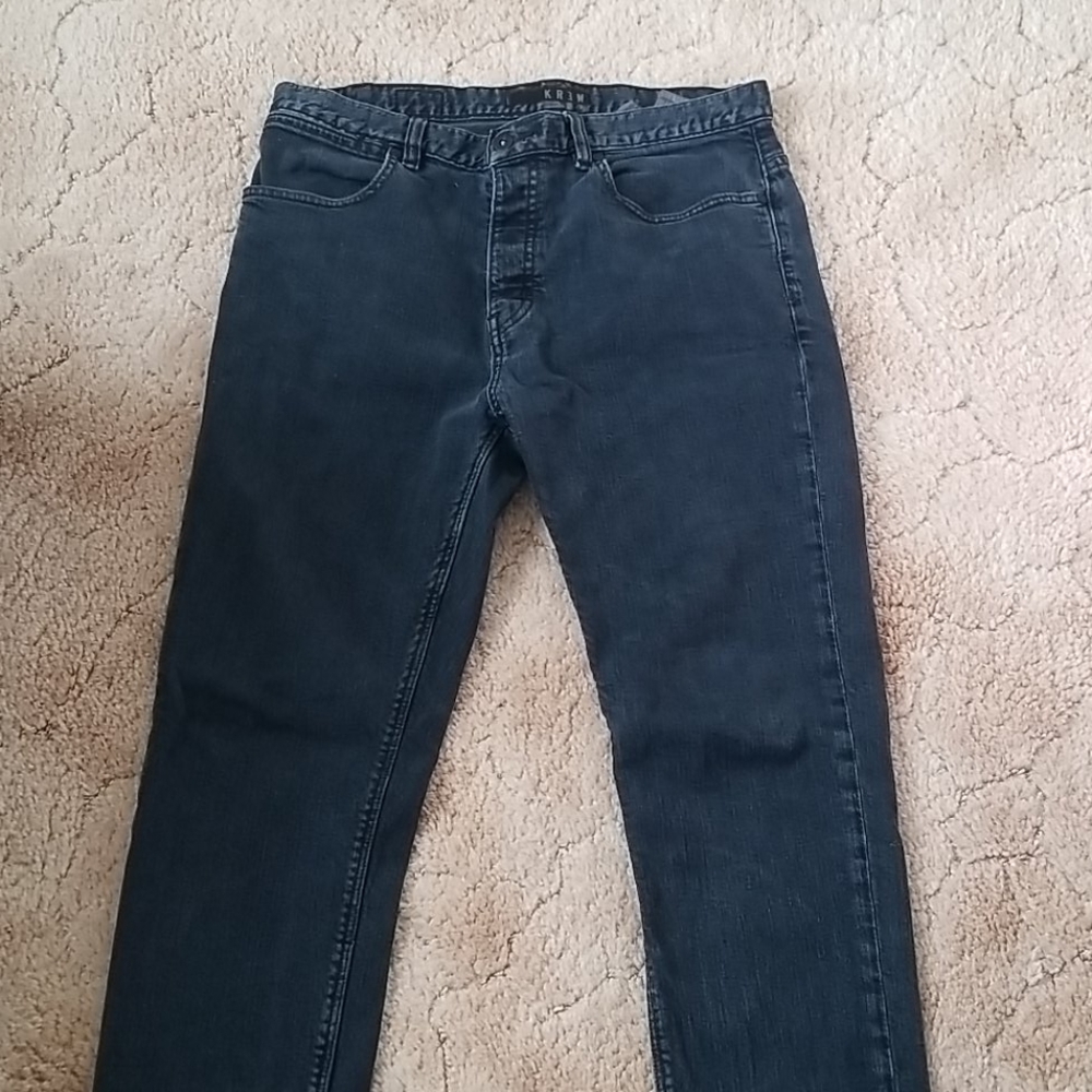 KR3W Men’s Slim Straight Jeans - Dark Blue
